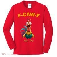 F Caw F Funny Clucking Rooster Meme F Off Kids Long Sleeve Shirt thumb 0