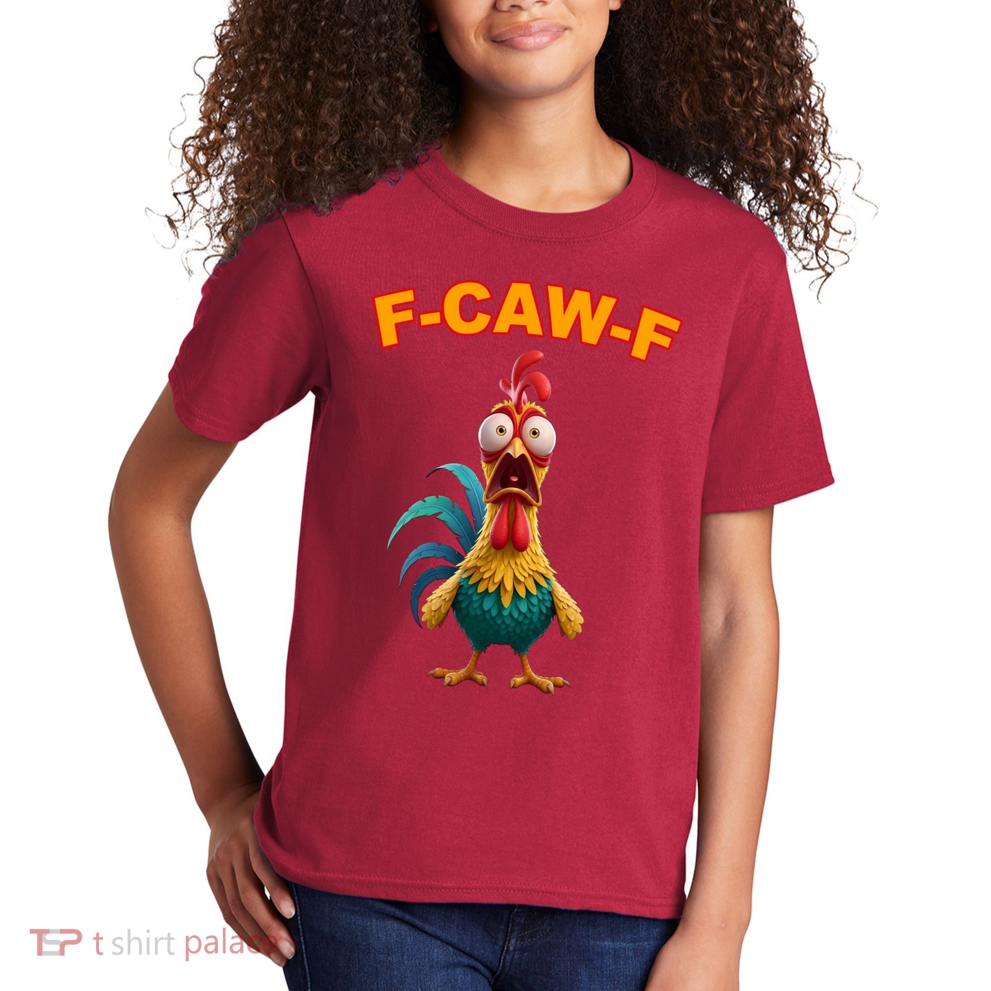 F Caw F Funny Clucking Rooster Meme F Off Kids T-Shirt