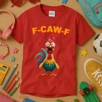 F Caw F Funny Clucking Rooster Meme F Off Kids T-Shirt thumb 3