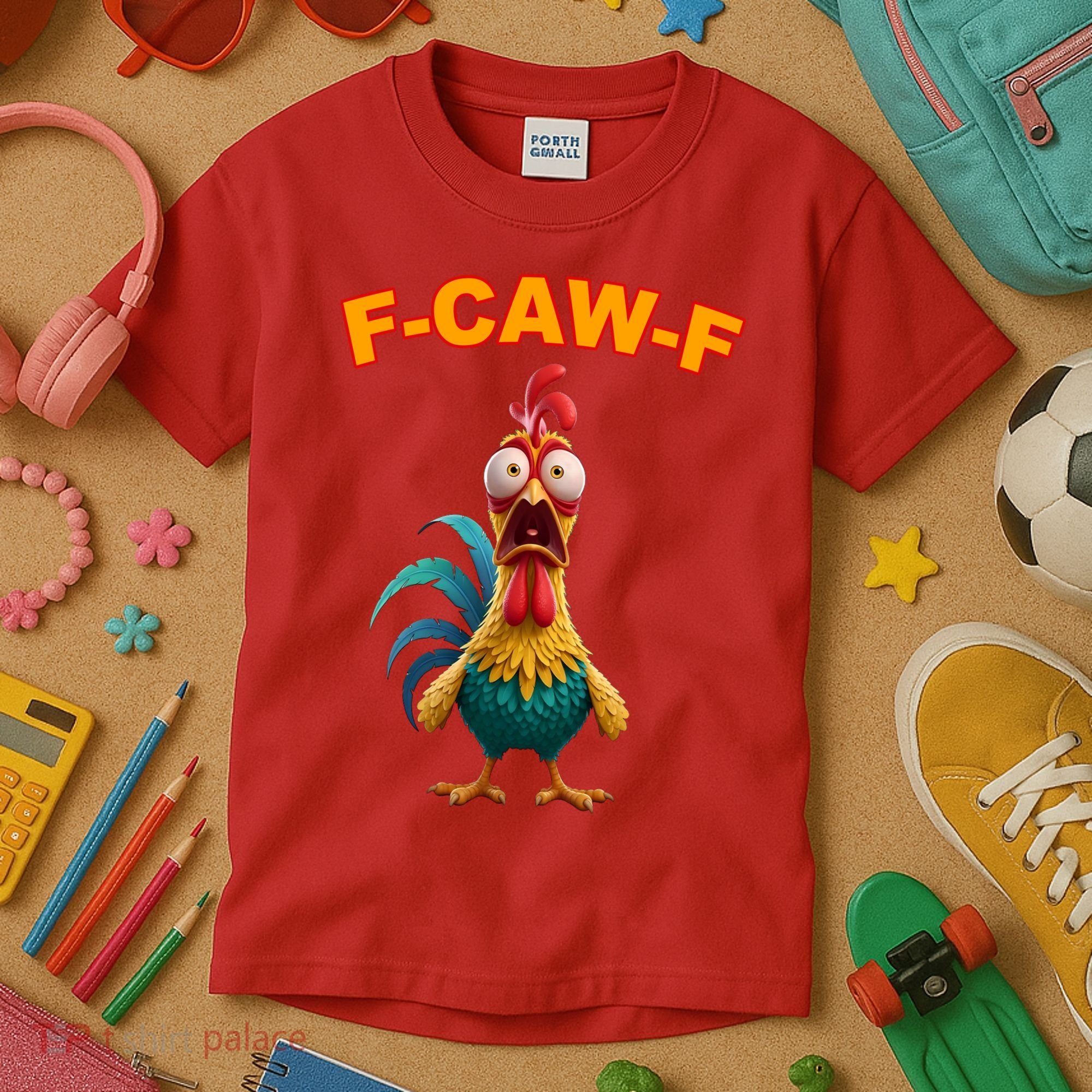 F Caw F Funny Clucking Rooster Meme F Off Kids T-Shirt