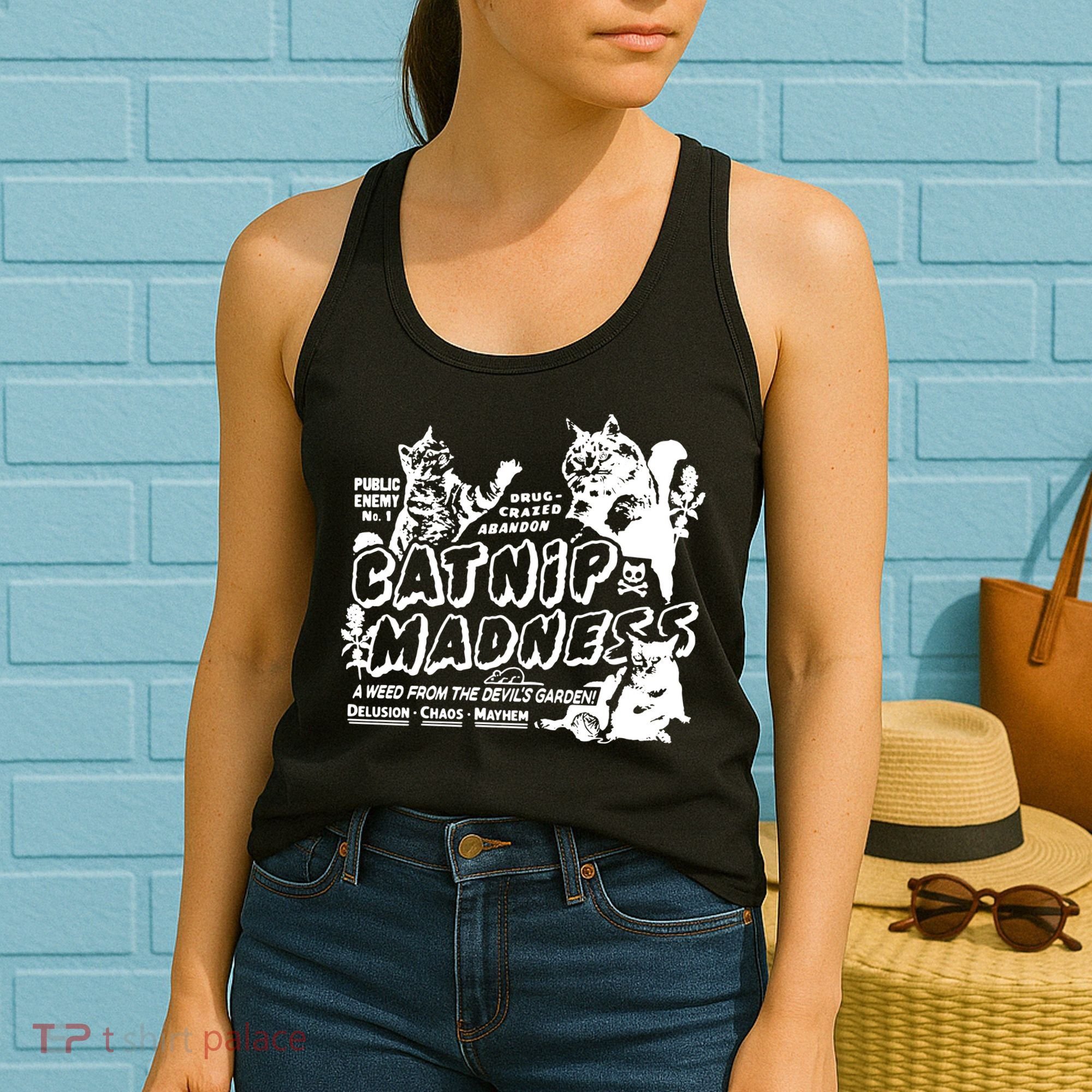 Funny Cat For Cat Mom Cat Dad Catnip Madness Cute Cat Women's Tank Top
