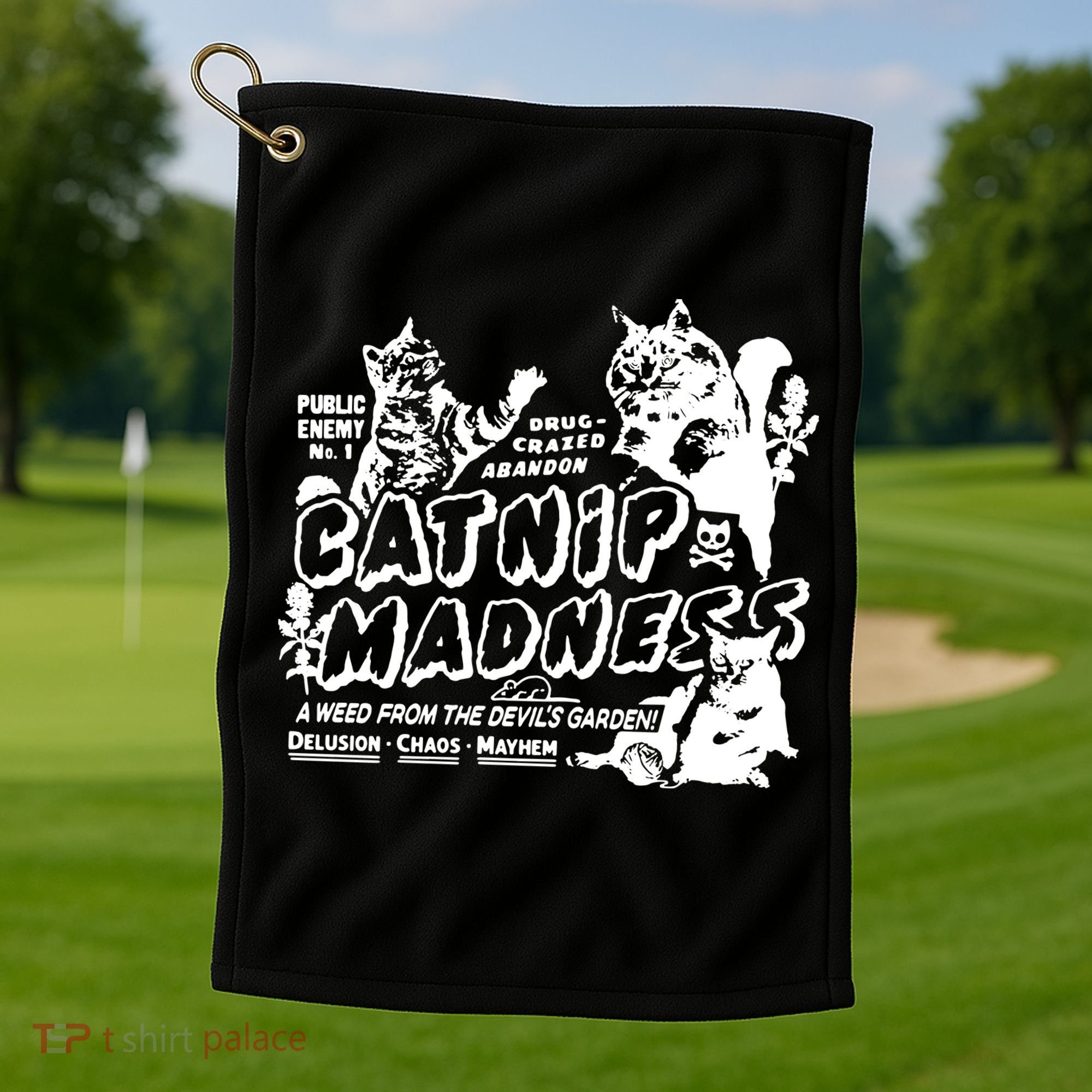 Funny Cat For Cat Mom Cat Dad Catnip Madness Cute Cat Golf Towel
