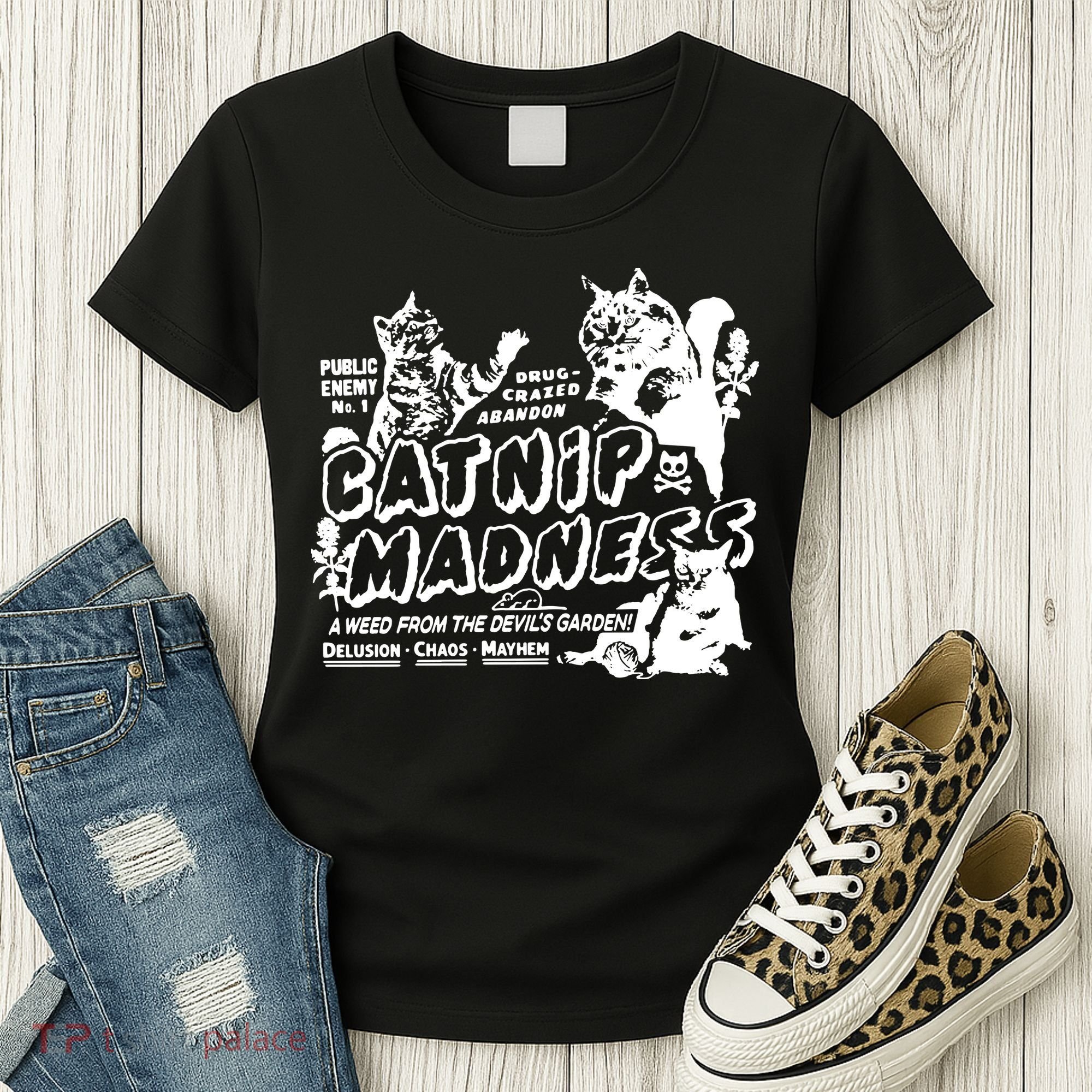 Funny Cat For Cat Mom Cat Dad Catnip Madness Cute Cat Women's T-Shirt