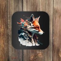 Fox Cunning Foxtail Fur funny animal lover Coaster thumb 0