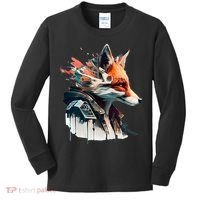 Fox Cunning Foxtail Fur funny animal lover Kids Long Sleeve Shirt thumb 0