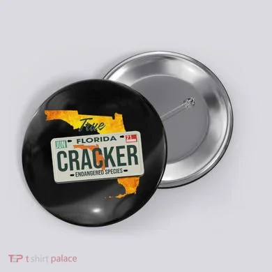 Funny Cracker Florida License Plate Button