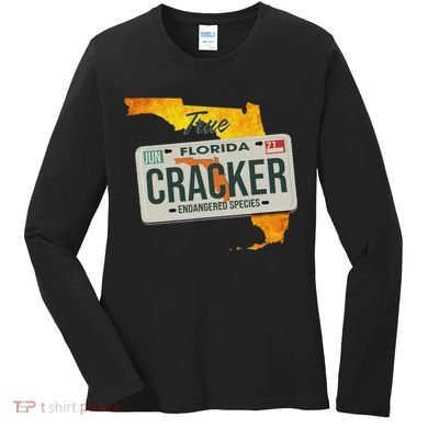 Funny Cracker Florida License Plate Women's Long Sleeve Shirt