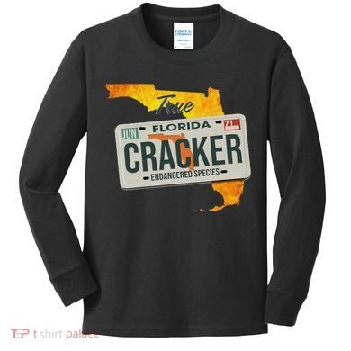 Funny Cracker Florida License Plate Kids Long Sleeve Shirt
