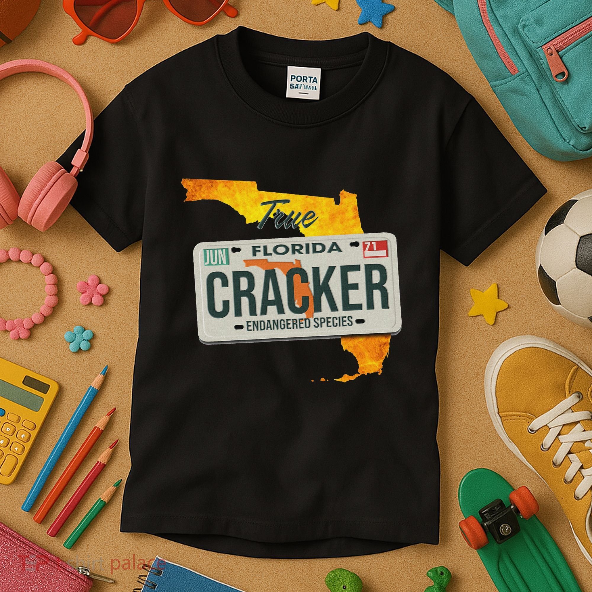 Funny Cracker Florida License Plate Kids T-Shirt