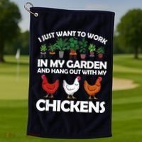 Funny Chicken For Men Women Gardening Chicken Lovers Garden Golf Towel thumb 1