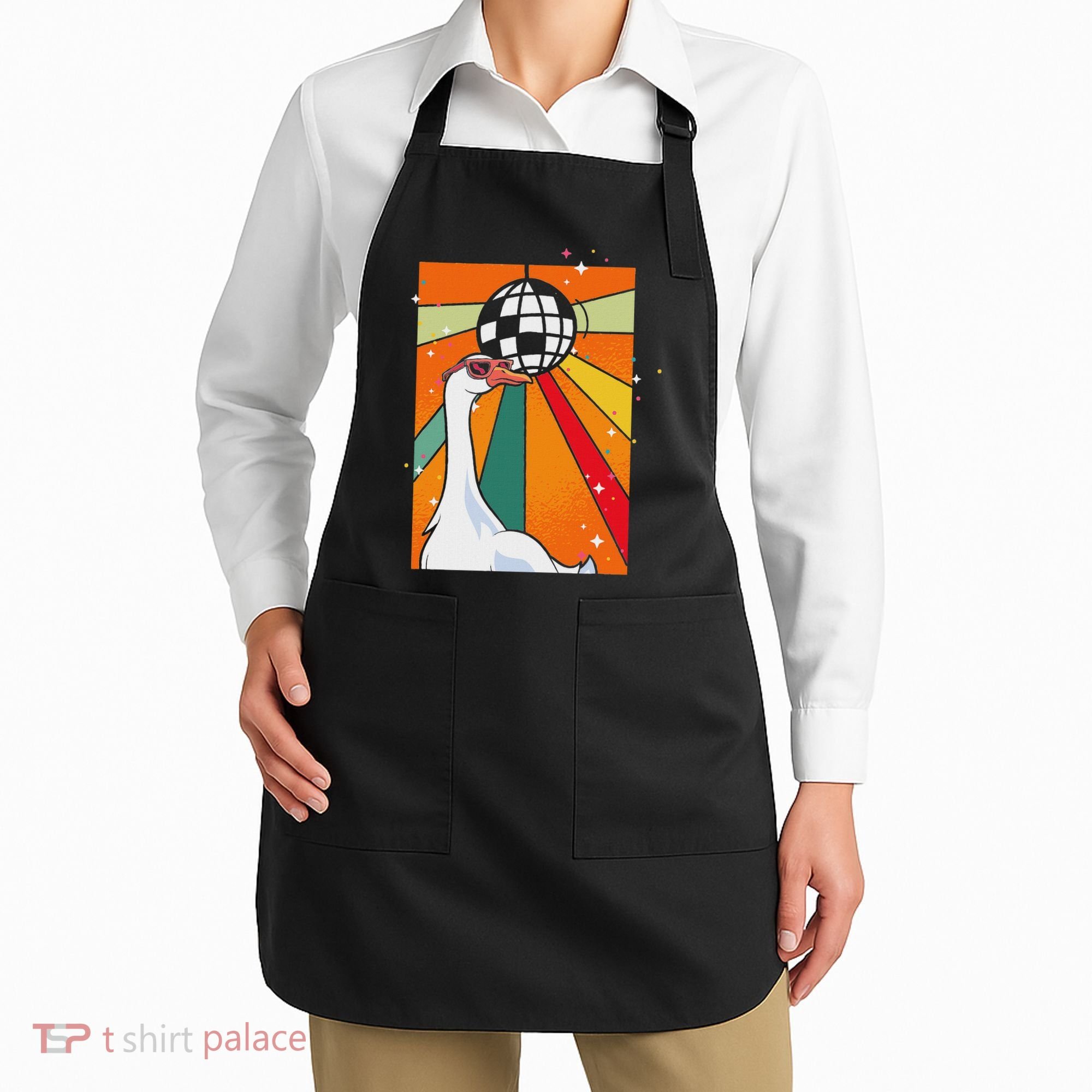 Funny Cool Farm Animal Disco Ball Sunglasses Retro Goose Apron