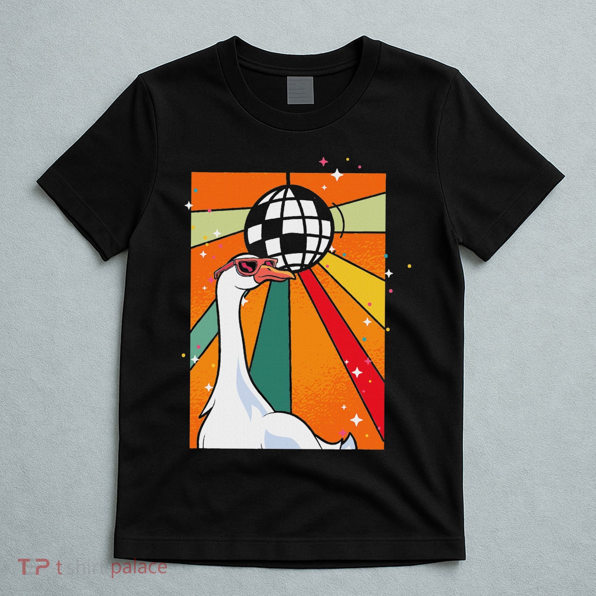 Funny Cool Farm Animal Disco Ball Sunglasses Retro Goose T-Shirt