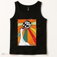 Funny Cool Farm Animal Disco Ball Sunglasses Retro Goose Tank Top thumb 2