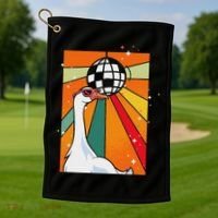 Funny Cool Farm Animal Disco Ball Sunglasses Retro Goose Golf Towel thumb 1