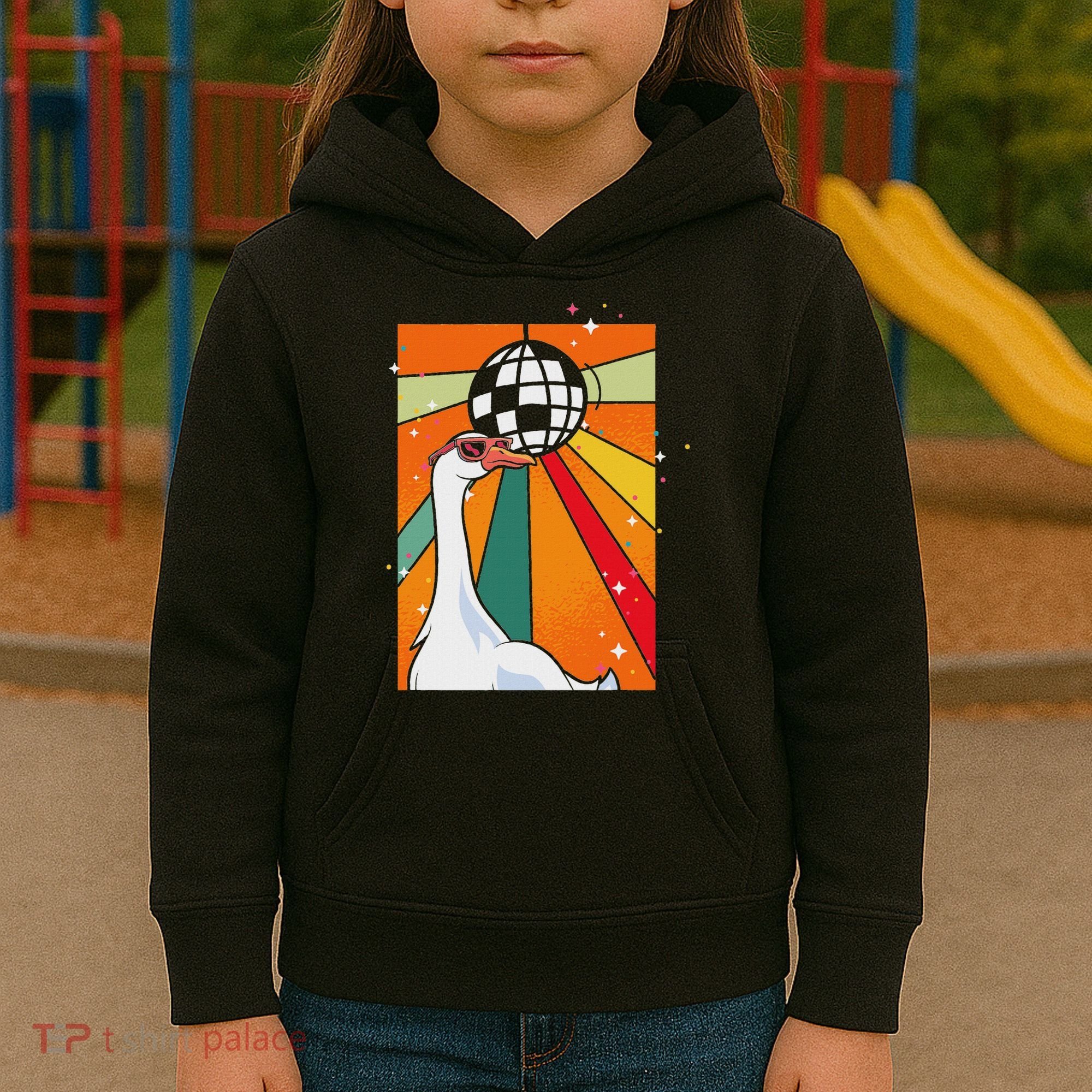 Funny Cool Farm Animal Disco Ball Sunglasses Retro Goose Kids Hoodie
