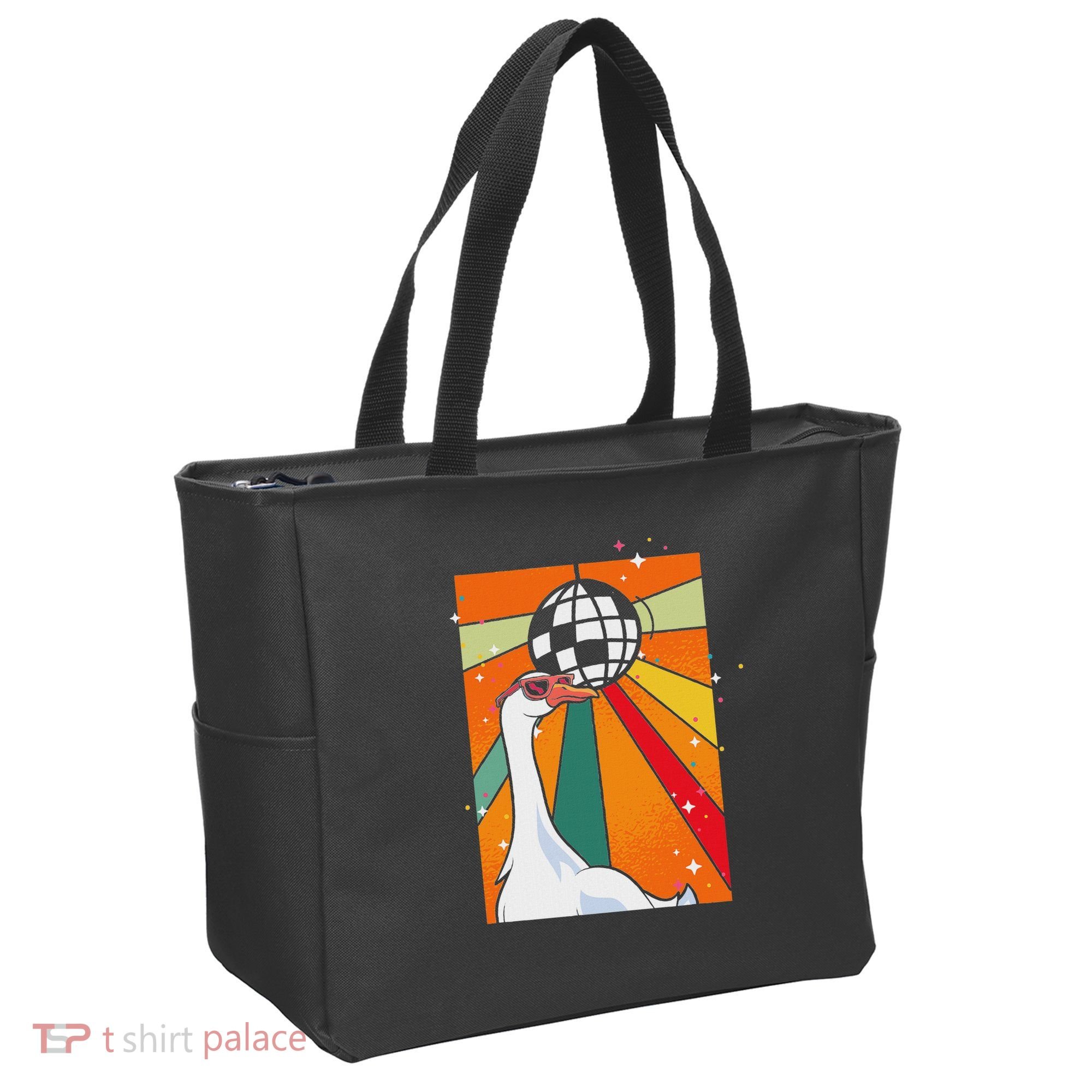 Funny Cool Farm Animal Disco Ball Sunglasses Retro Goose Tote Bag