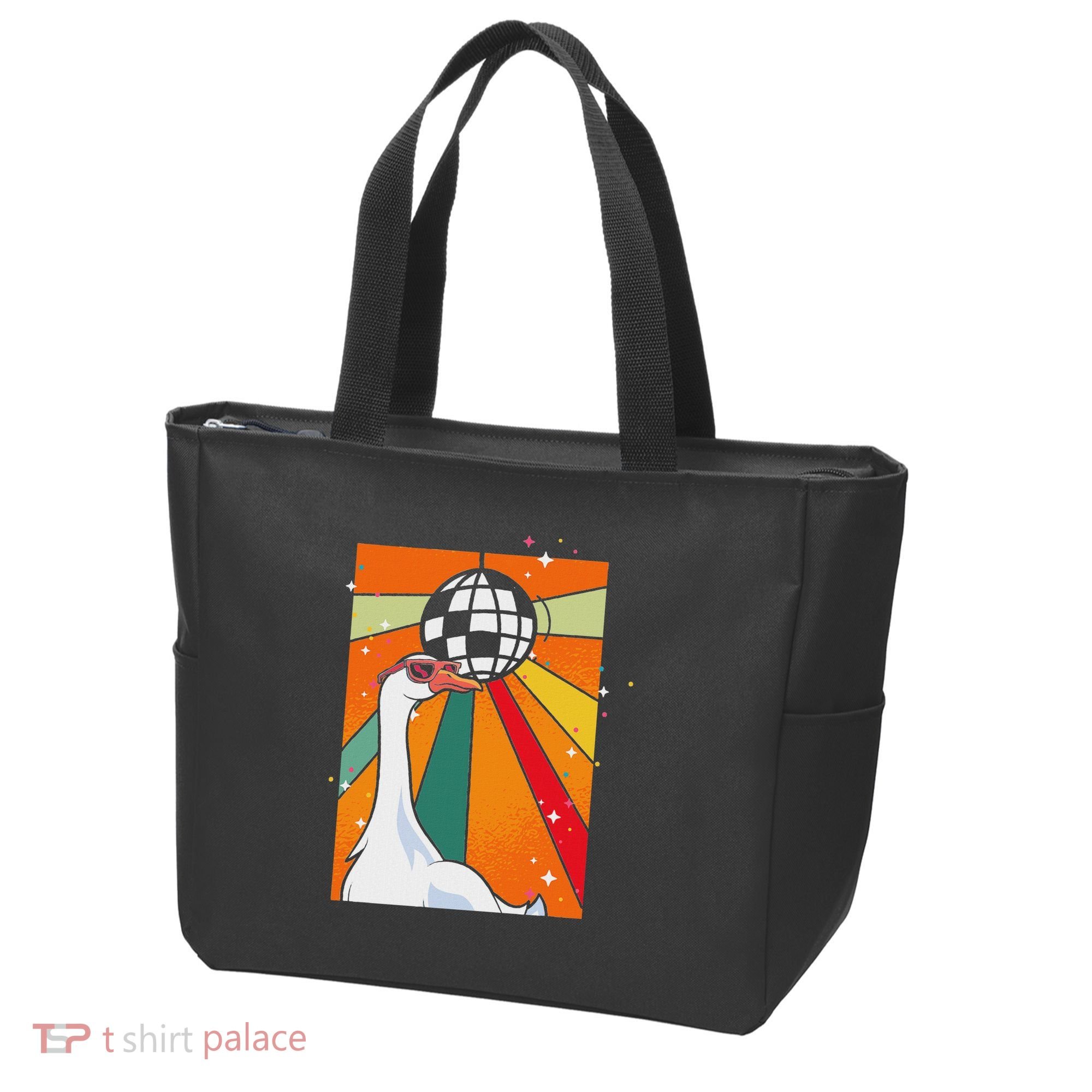 Funny Cool Farm Animal Disco Ball Sunglasses Retro Goose Tote Bag