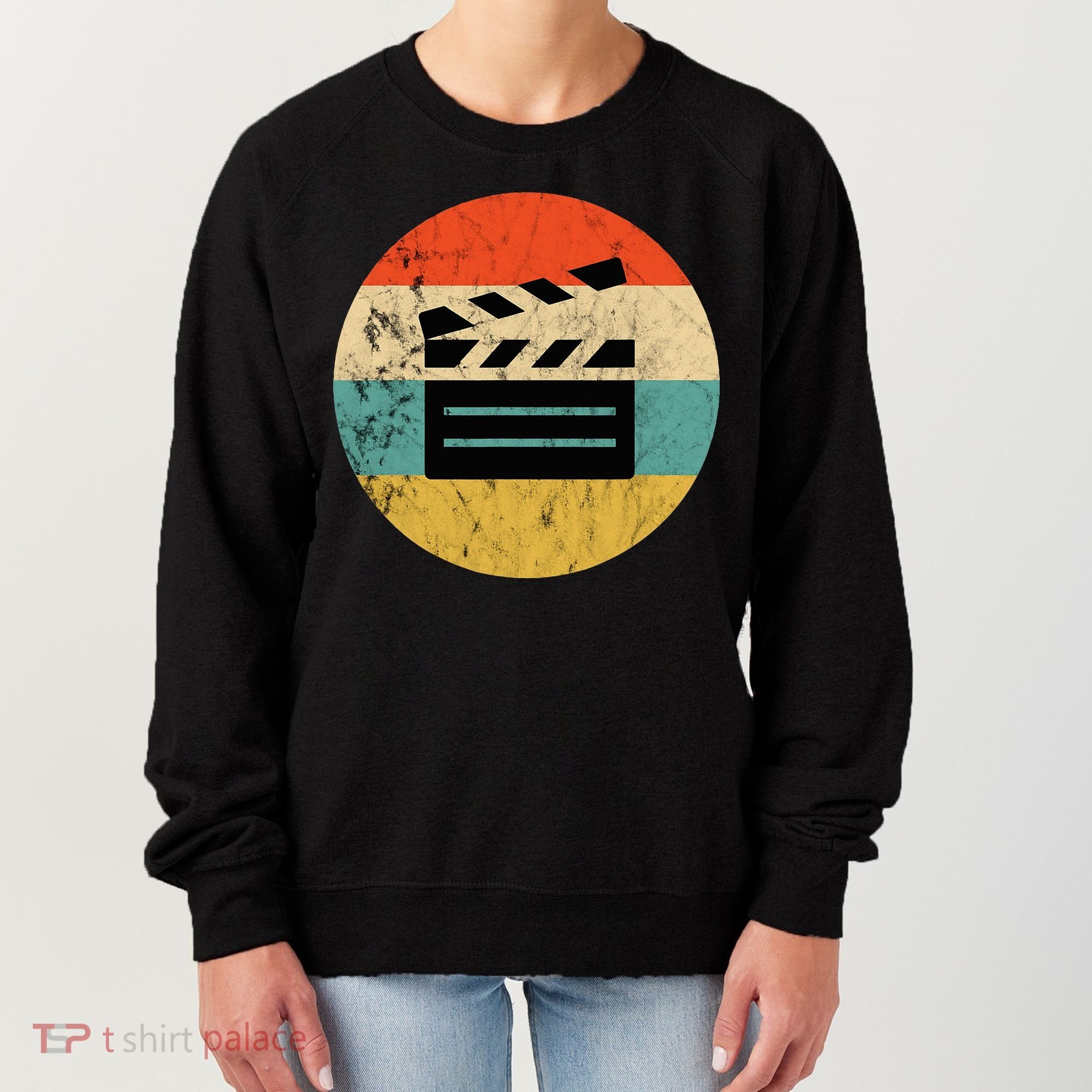 Filmmaker Clapboard Film Director Lover Retro Sunset Women's Sweatshirt
