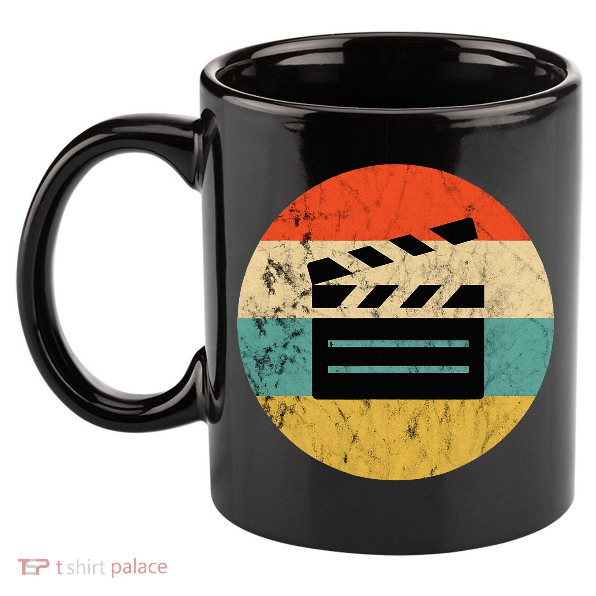 Filmmaker Clapboard Film Director Lover Retro Sunset 11oz C Handle Ceramic Mug