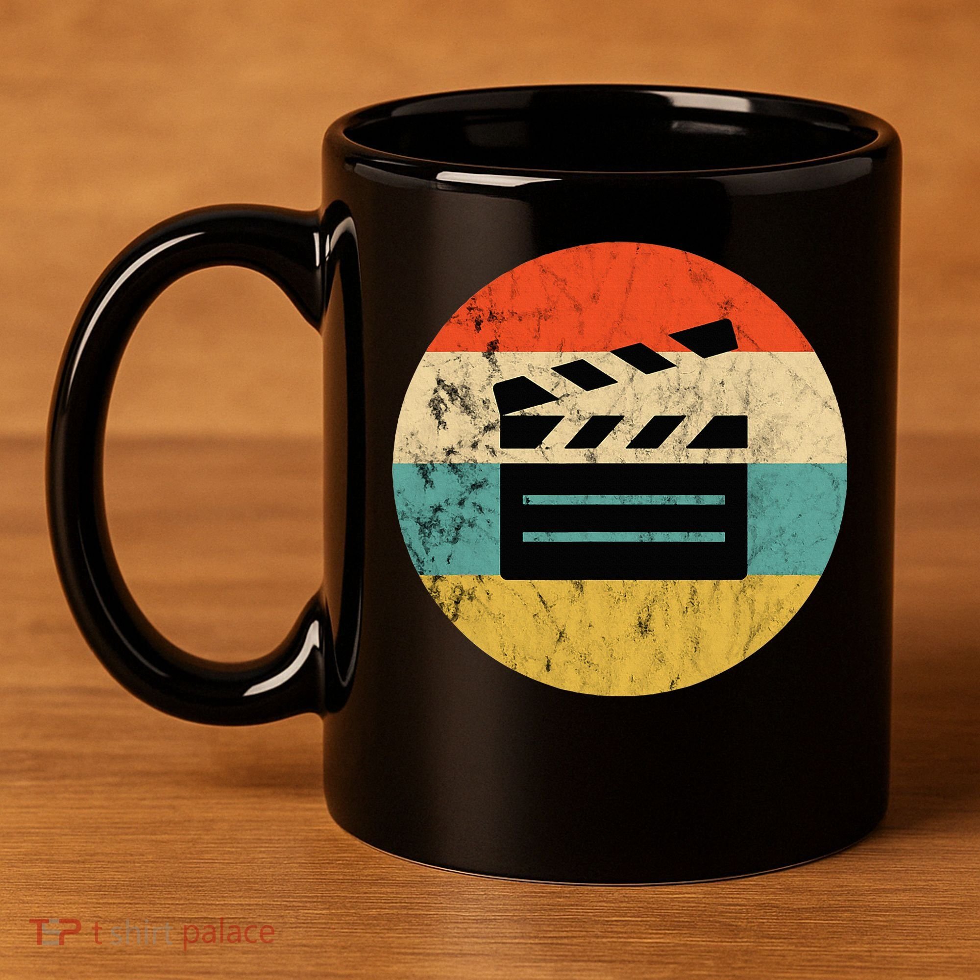 Filmmaker Clapboard Film Director Lover Retro Sunset 11oz C Handle Ceramic Mug