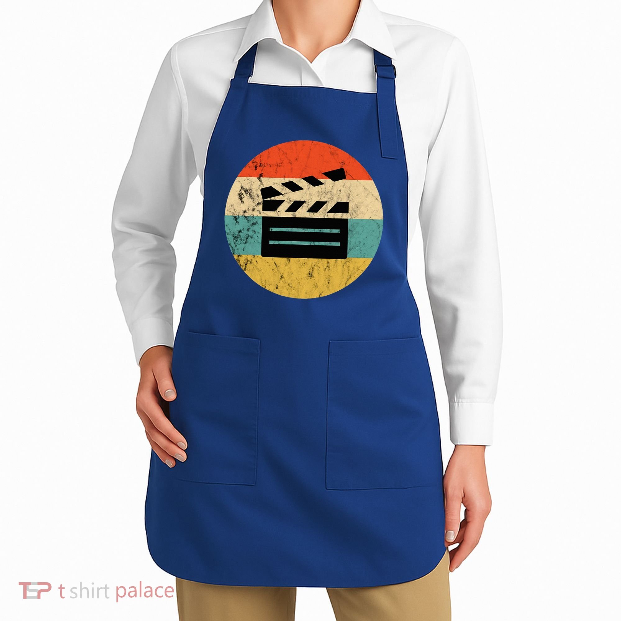 Filmmaker Clapboard Film Director Lover Retro Sunset Apron