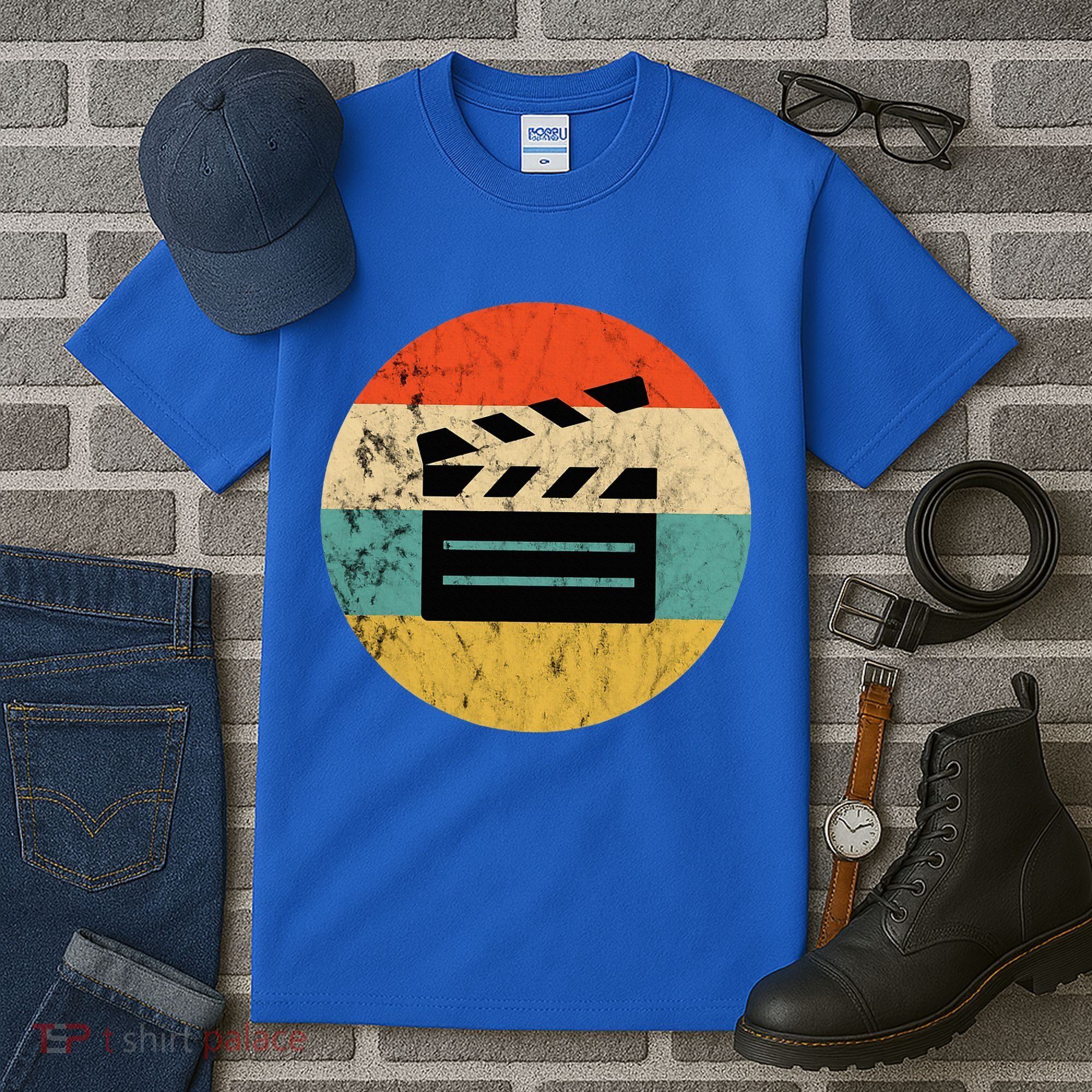 Filmmaker Clapboard Film Director Lover Retro Sunset Tall T-Shirt