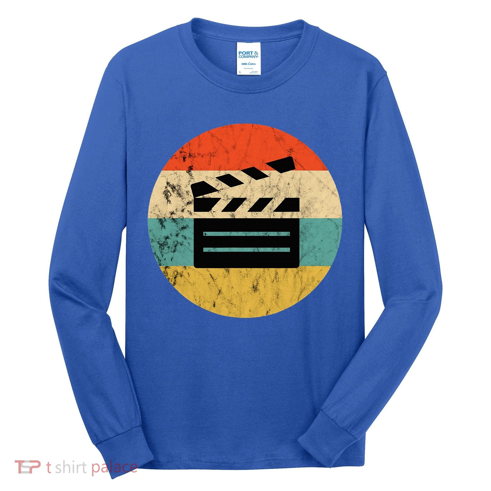 Filmmaker Clapboard Film Director Lover Retro Sunset Tall Long Sleeve Shirt