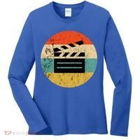 Filmmaker Clapboard Film Director Lover Retro Sunset Women's Long Sleeve Shirt thumb 0