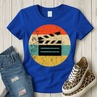Filmmaker Clapboard Film Director Lover Retro Sunset Women's T-Shirt thumb 3