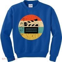 Filmmaker Clapboard Film Director Lover Retro Sunset Kids Sweatshirt thumb 0