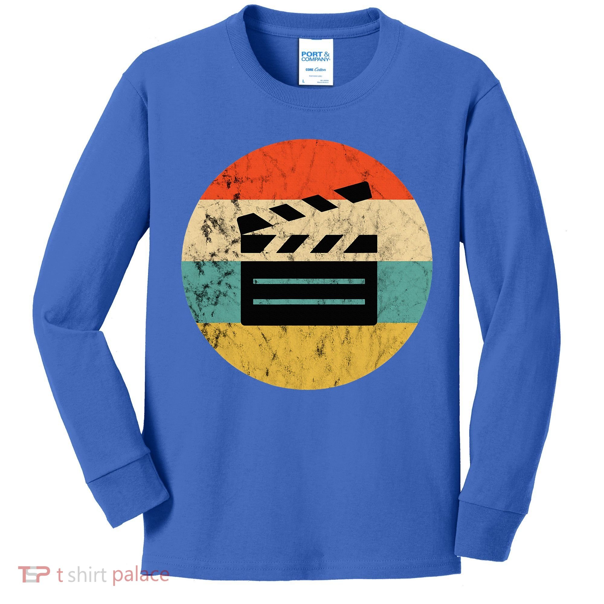 Filmmaker Clapboard Film Director Lover Retro Sunset Kids Long Sleeve Shirt