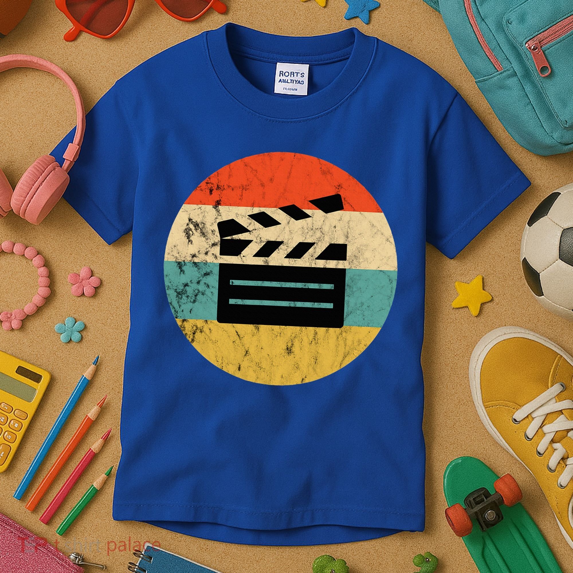 Filmmaker Clapboard Film Director Lover Retro Sunset Kids T-Shirt