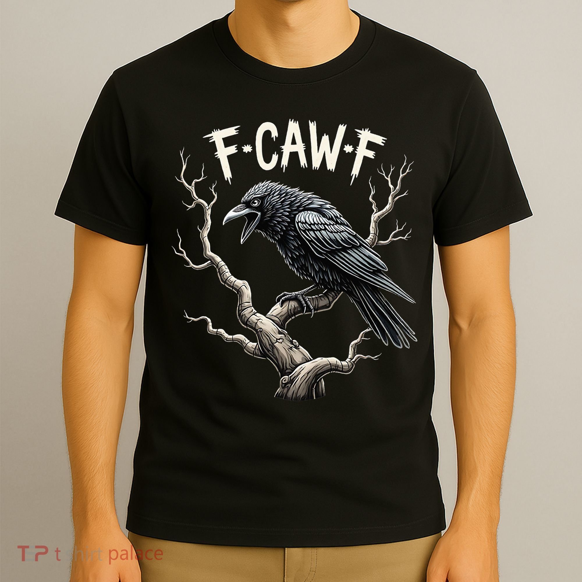 F Caw F Funny Raven Crow Vintage Gothic Bird Pun T-Shirt