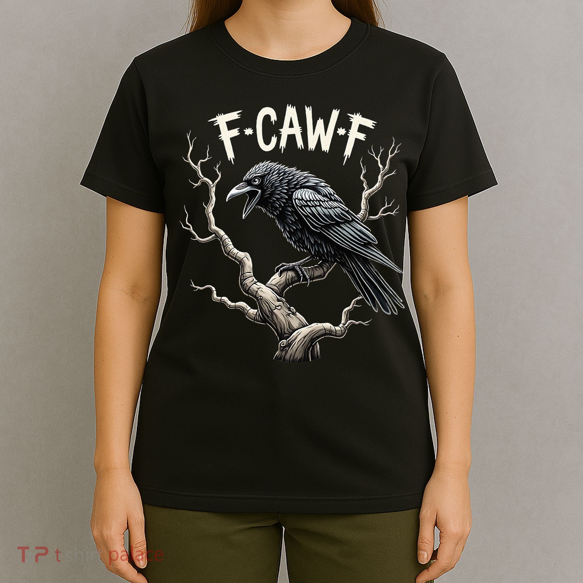 F Caw F Funny Raven Crow Vintage Gothic Bird Pun T-Shirt