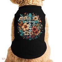 Faith Cross Floral Christian Faith Religious Doggie Tank thumb 0
