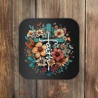 Faith Cross Floral Christian Faith Religious Coaster thumb 0