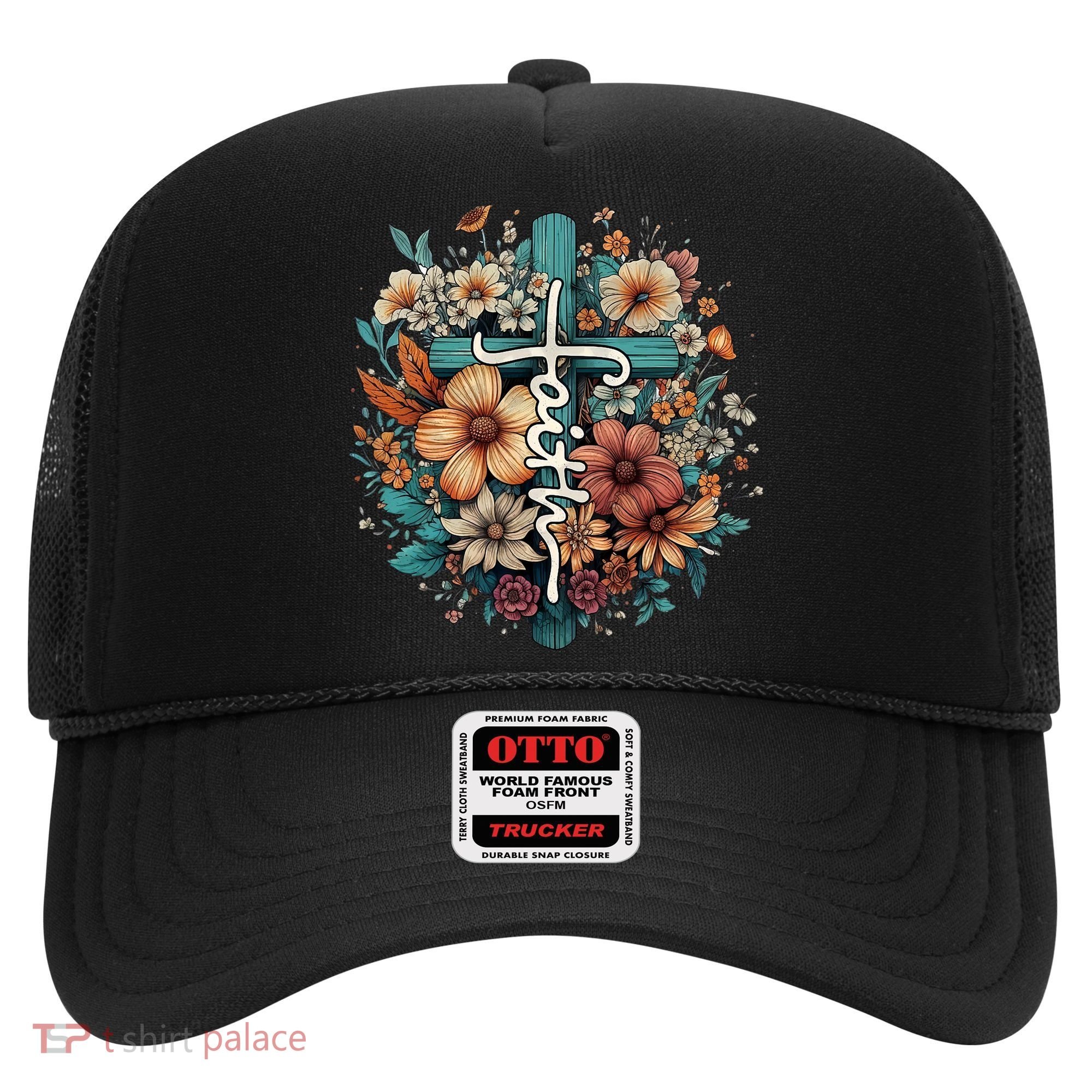 Faith Cross Floral Christian Faith Religious Hat