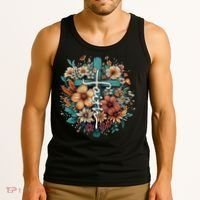 Faith Cross Floral Christian Faith Religious Tank Top thumb 3