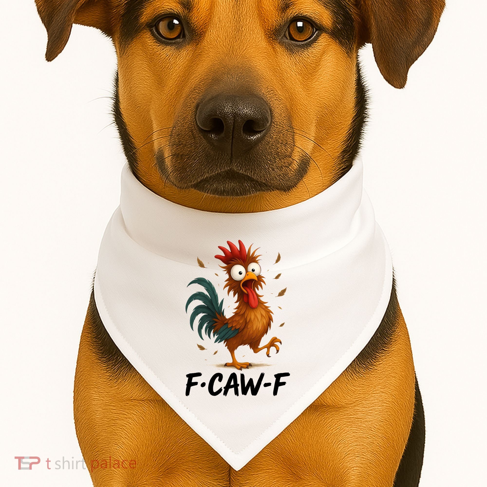 Funny Chicken F-Caw-F Rooster USA-Made Doggie Bandana