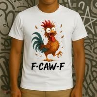 Funny Chicken F-Caw-F Rooster T-Shirt thumb 3