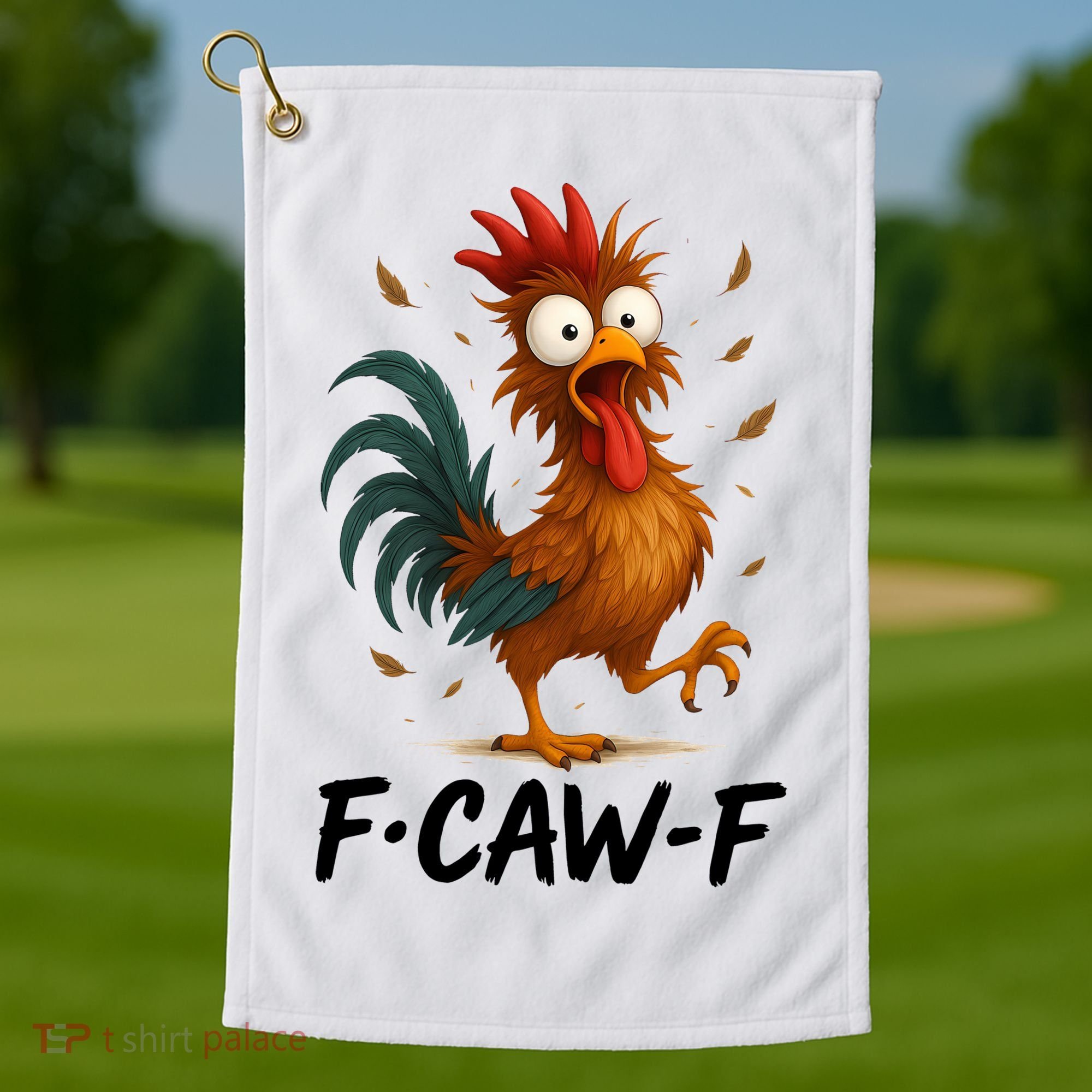 Funny Chicken F-Caw-F Rooster Golf Towel