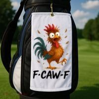 Funny Chicken F-Caw-F Rooster Golf Towel thumb 2