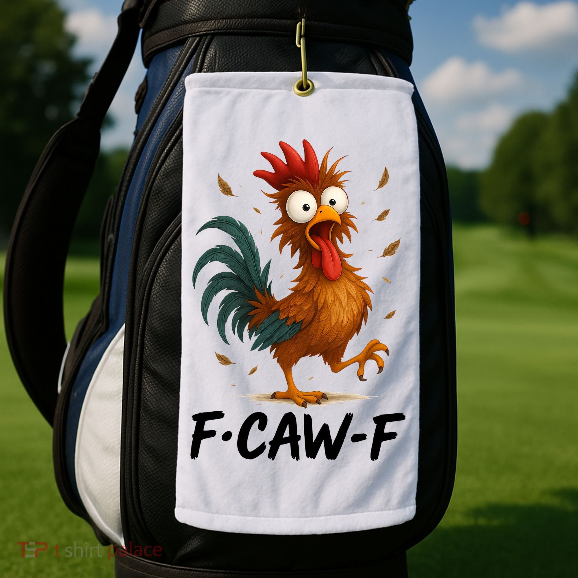 Funny Chicken F-Caw-F Rooster Golf Towel