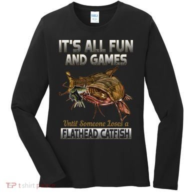 Flathead Catfish Fishing Freshwater Fish Gift Women's Long Sleeve Shirt