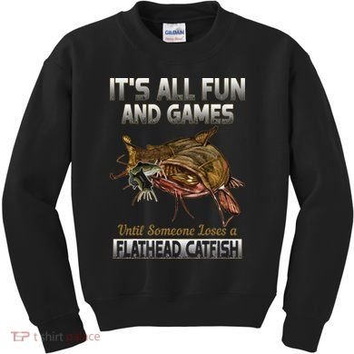Flathead Catfish Fishing Freshwater Fish Gift Kids Sweatshirt