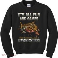 Flathead Catfish Fishing Freshwater Fish Gift Kids Sweatshirt thumb 0