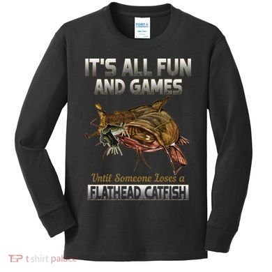 Flathead Catfish Fishing Freshwater Fish Gift Kids Long Sleeve Shirt