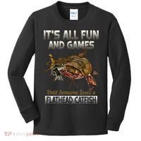 Flathead Catfish Fishing Freshwater Fish Gift Kids Long Sleeve Shirt thumb 0