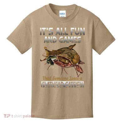 Flathead Catfish Fishing Freshwater Fish Gift Kids T-Shirt