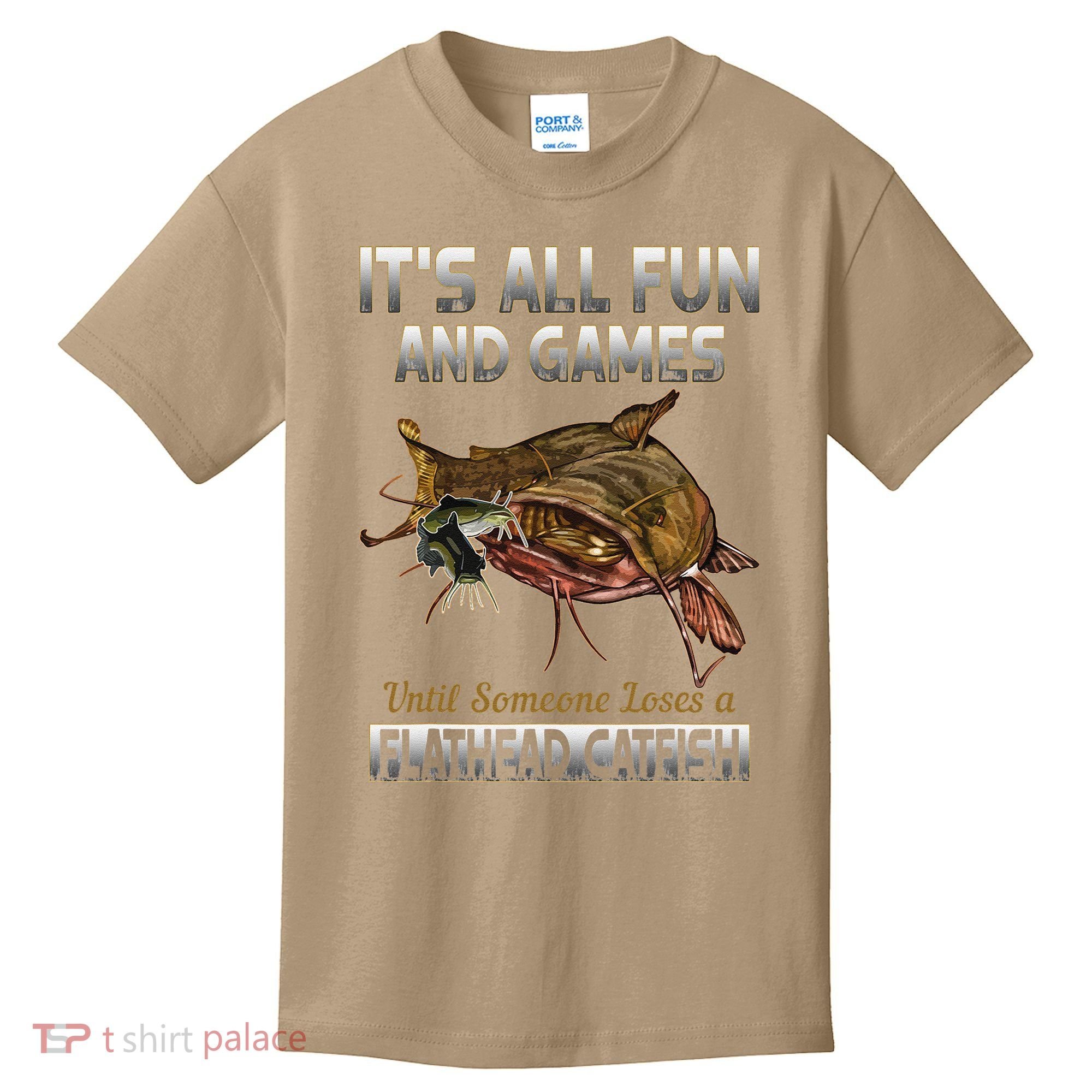 Flathead Catfish Fishing Freshwater Fish Gift Kids T-Shirt